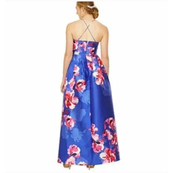 Floral Formal Dress S Strappy Bloom Ball Gown Pockets Prom Wedding Fairy Witch - Picture 2 of 14